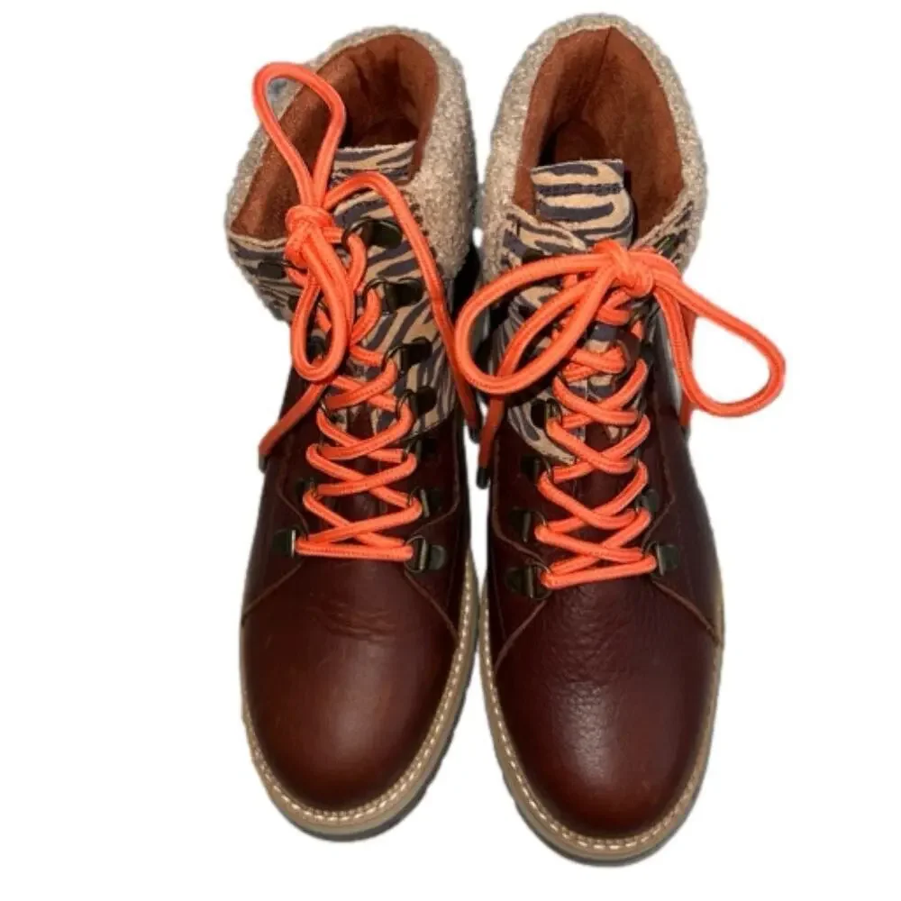 Toms Mesa Boot Waterproof Shearling Cuff Tiger Stripe Size 6.5 NEW w/o Box